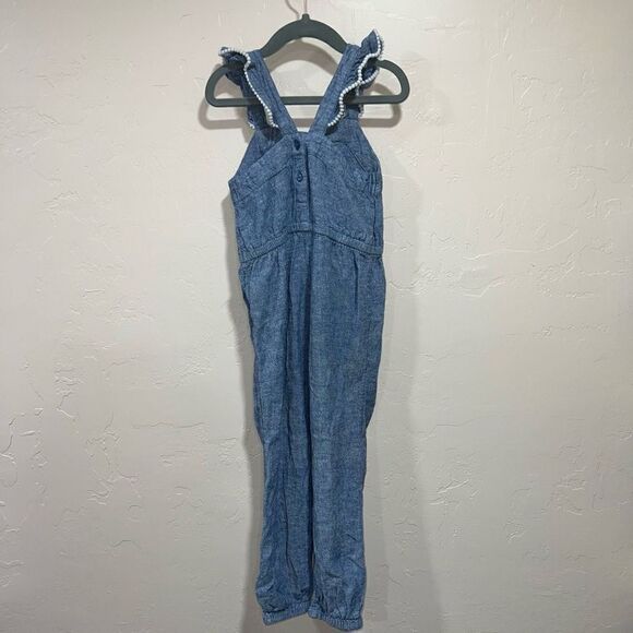 Old Navy Toddler Girls 5t Chambray Jumpsuit flutter sleeve - Picture 5 of 8